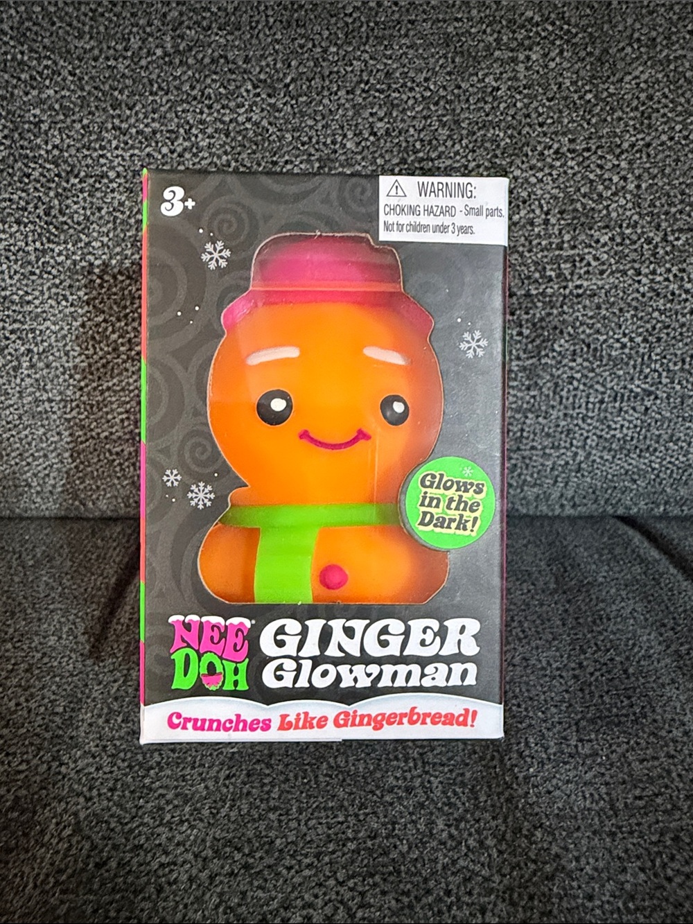 NeeDoh Squishmas ULTRA RARE Ginger Glowman squishy - Orange, Green & Pink